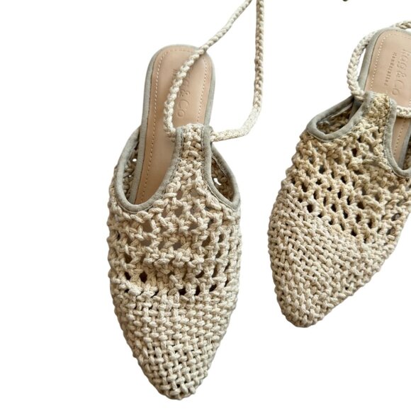 RAG & CO Cream Woven Lace Up Flats Sandals Size US 8 - Picture 7 of 8
